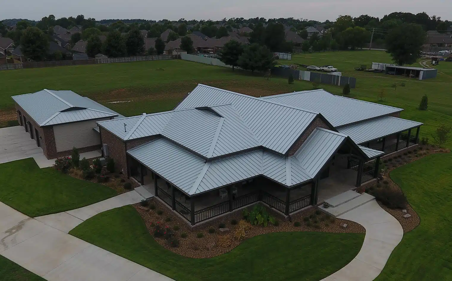 Central Snap Metal Roof in Galvalume on Residential Home