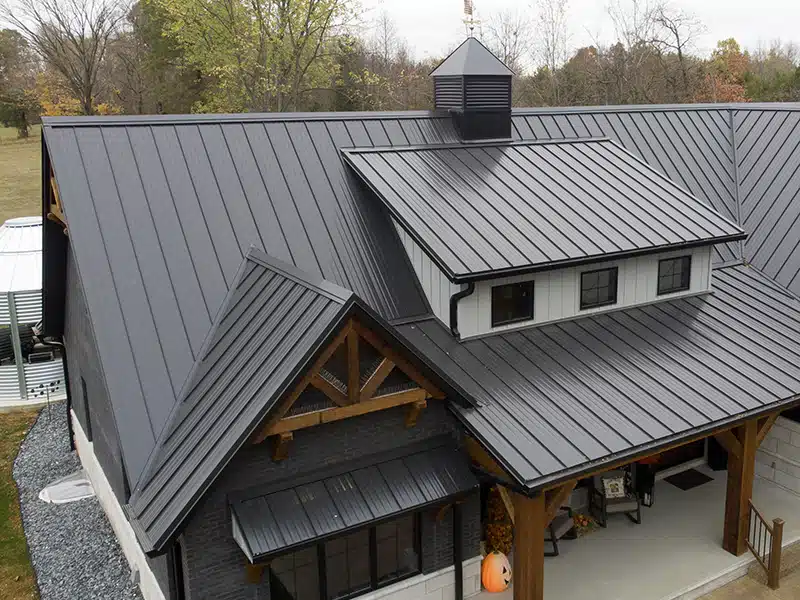 Horizon-Loc in Matte Black Metal Roof on a farmhouse
