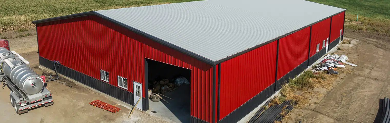 Farm Building with Panel-Loc Plus, Walls in Rustic Red and Roof in Galvanized