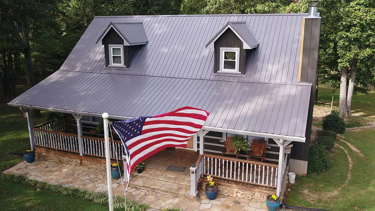 Charcoal Metal Roof on a Cabin