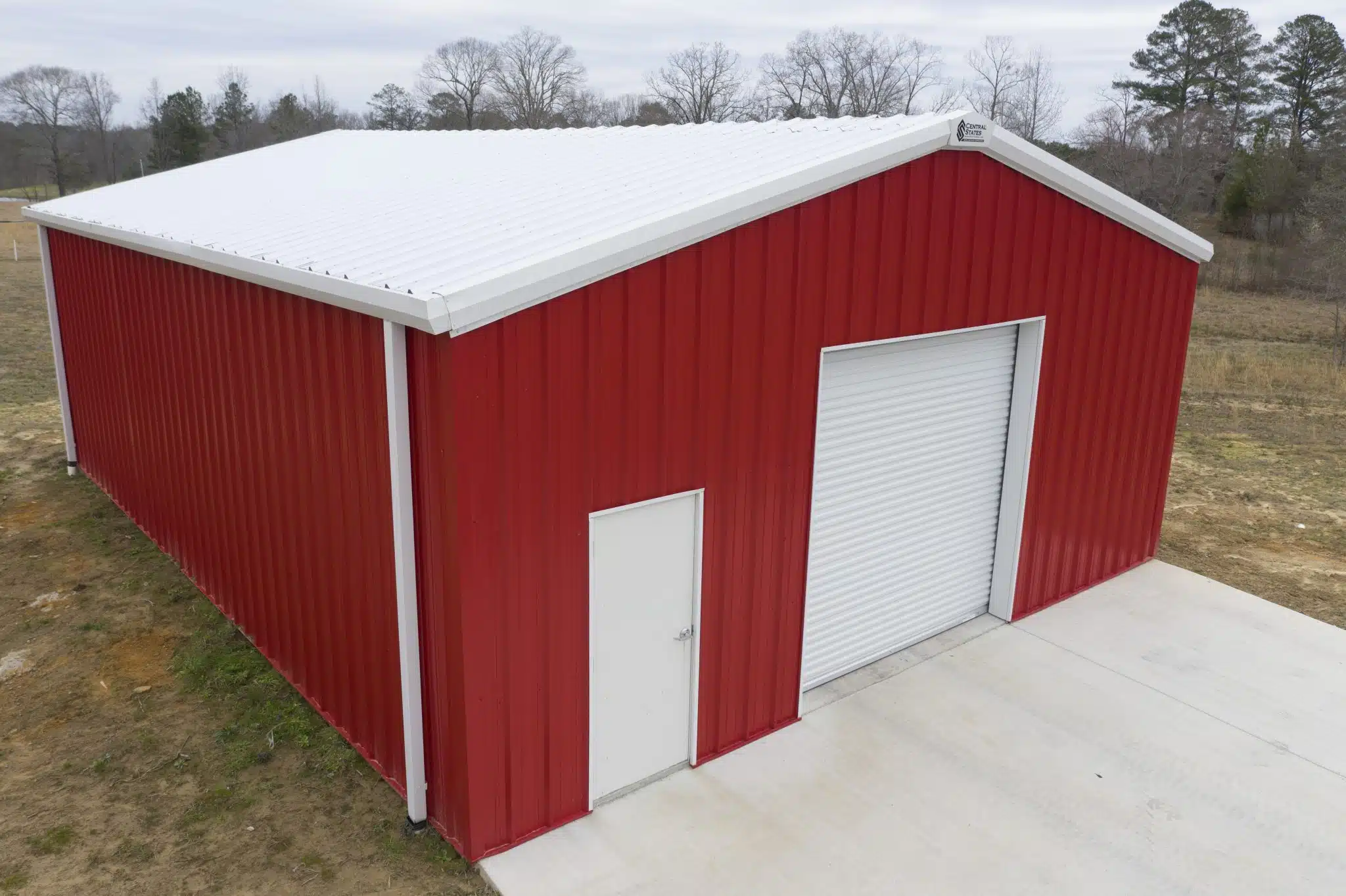 Centra Series Bolt-Up Building with R-Loc Panels, Crimson Red Walls, Polar Roof