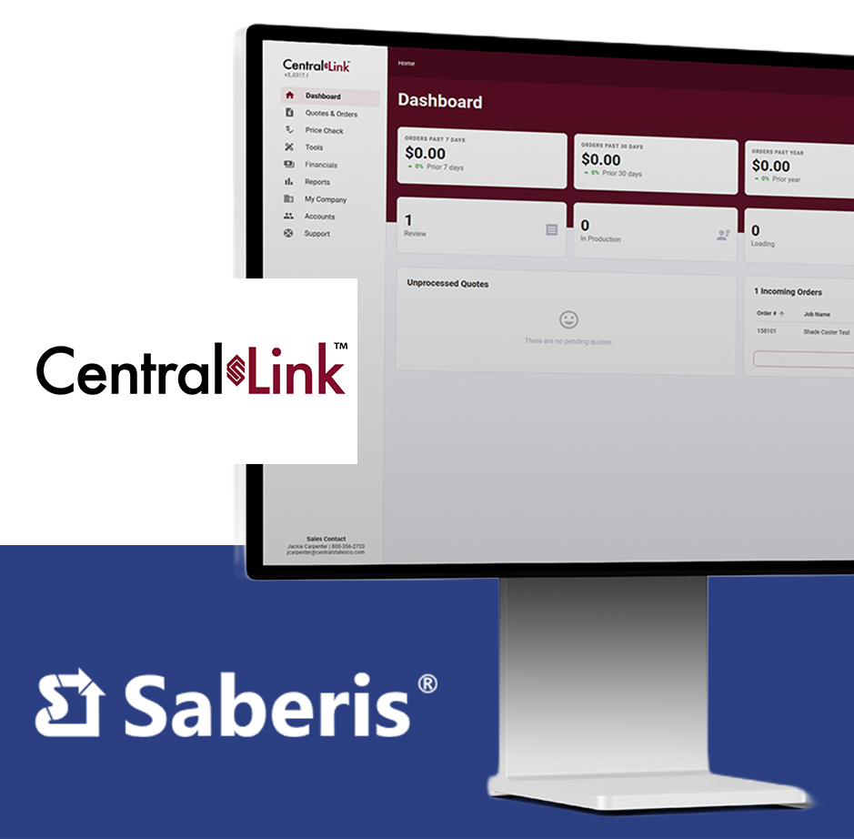 Computer screen showing Central Link homepage